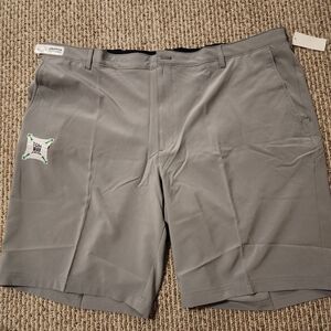 Gray Golf Shorts with Embroidered Logo